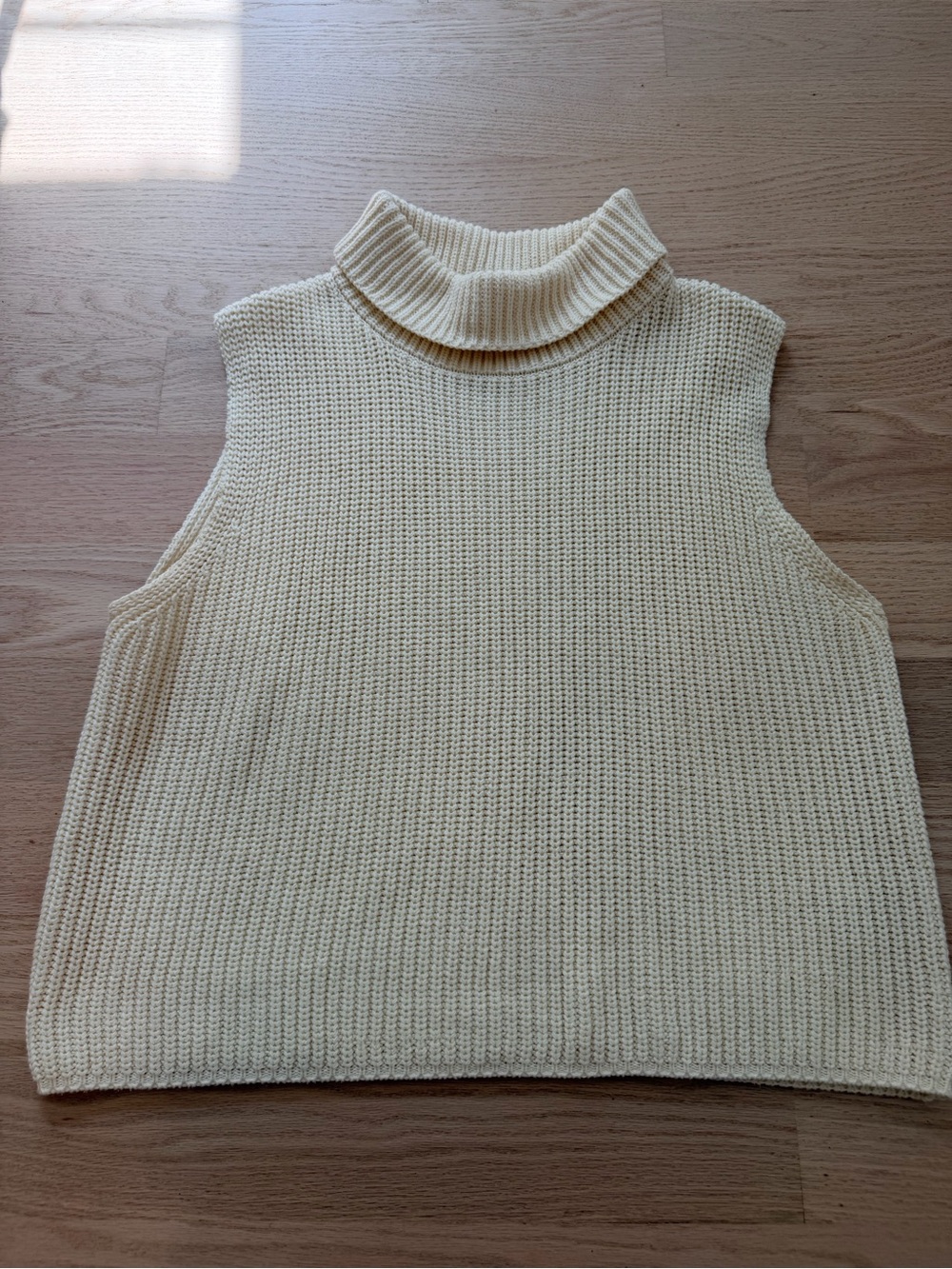 Callahan Cream Sleeveless Turtleneck Knit Vest